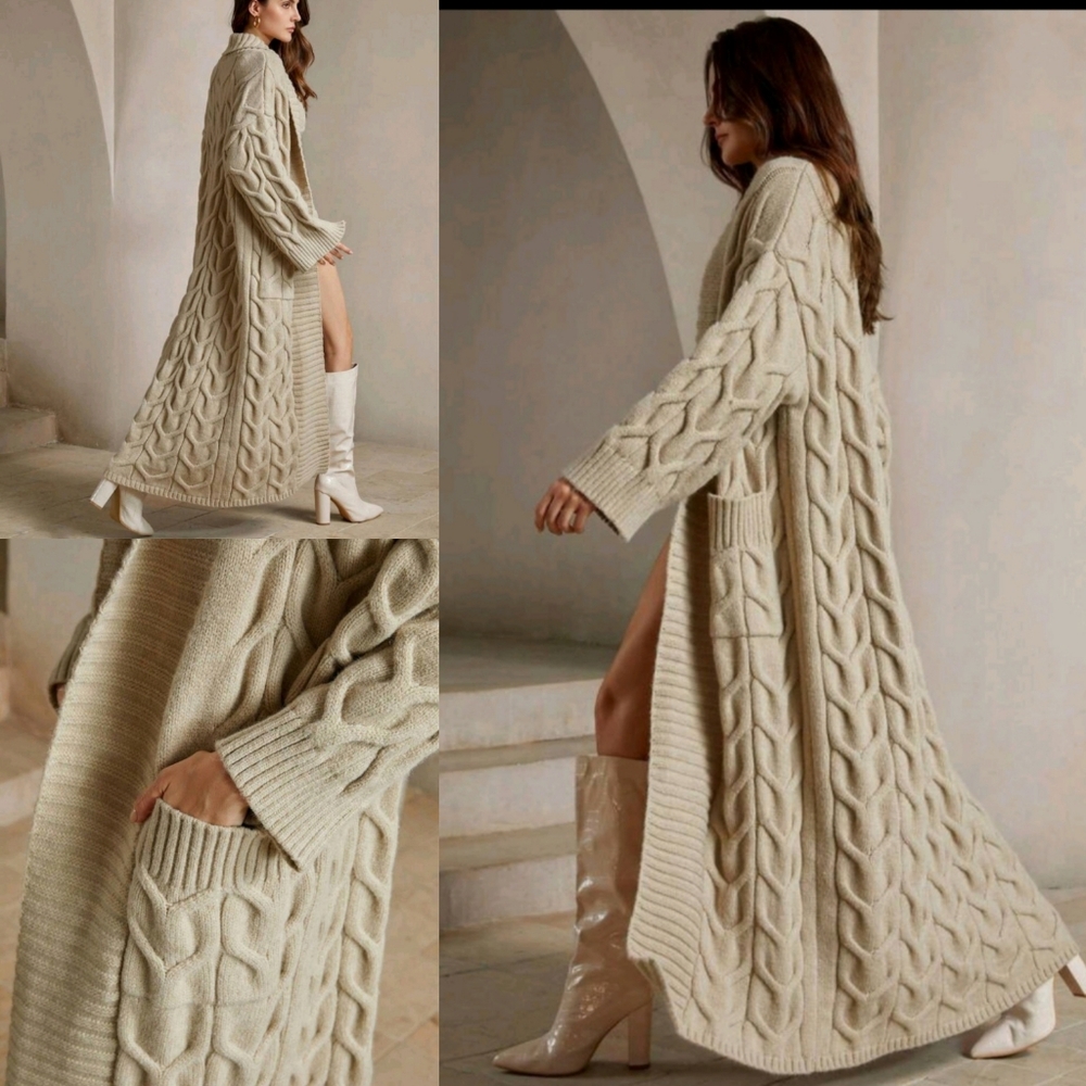 Heavy knit sweater coat